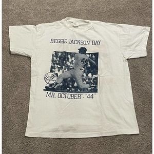 RARE VINTAGE 70s NEW YORK YANKEES REGGIE JACKSON Single Stitch Shirt XL 80s USA